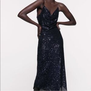 ZARA NWT SEQUINS MIDI DRESS